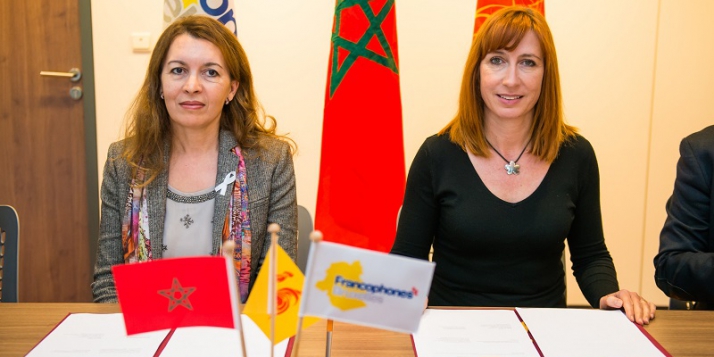 Mme Nadia EL HNOT, Directrice de la Coopération et de l’Action culturelles au Ministère des Affaires étrangères et de la Coopération du Royaume du Maroc, et Mme Pascale Delcomminette, Administratrice générale de WBI (c) J. Van Belle - WBI