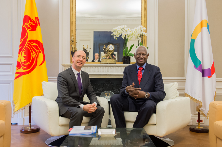 Rudy Demotte, Ministre-Président de la Fédération Wallonie-Bruxelles et Abdou Diouf, Secrétaire général de la Francophonie