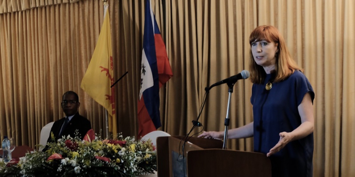 Mr Antonio Rodrigue, Ministre des Affaires Etrangères et des Cultes de la République d’Haïti, et Mme Pascale Delcomminette, Administratrice générale de WBI (c) C. Barattucci - WBI Mr Antonio Rodrigue, Ministre des Affaires Etrangères et des Cultes de la République d’Haïti, et Mme Pascale Delcomminette, Administratrice générale de WBI