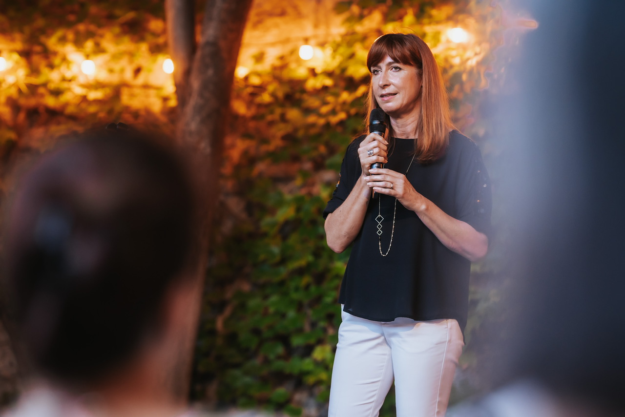 Pascale Delcomminette, Administratrice générale de WBI lors de la soirée de réseautage au Théâtre des Doms