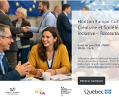 Visuel pour l'événement de réseautage francophone "Horizon Europe Culture, Créativité et Société inclusive"