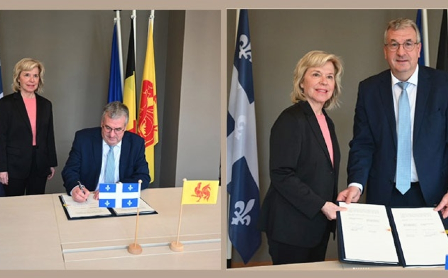 Madame Martine Biron, Ministre québécoise des Relations internationales et de la Francophonie et Monsieur Pierre-Yves Jeholet, Ministre-Président de la Fédération Wallonie-Bruxelles