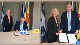 Madame Martine Biron, Ministre québécoise des Relations internationales et de la Francophonie et Monsieur Pierre-Yves Jeholet, Ministre-Président de la Fédération Wallonie-Bruxelles