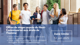 Affiche de l'Offre de stages auprès du Haut-Commissariat aux droits de l’homme, Secrétariat du Comité des droits de l’enfant à Genève